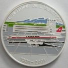2003 Benin Large Silver Color Proof 1000 fr Airplane-Douglas DC-8