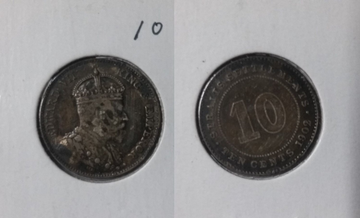 Scarce 1902 Straits Settlements Silver 10 Cent