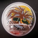 2009 Palau Large Silver Proof color $5 Bird Of Paradise /Neptune/Mermaid