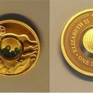 2003 Cook Is. Gold plated Silver w/Gemstones $1 Zodiac- Cancer/Emeralds