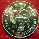 Rare 1977 India Large Silver 50 Rupees- Development