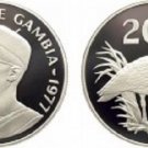 1977 Gambia Large Silver Proof  20 Dalasis Spur Winged Goose