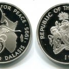 1995 Gambia Large Silver Proof 10 Dalasis 50 years United Nations Dove/Olive br.