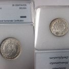 1883 Bolivia Silver 20 Centavos-Mountains/Alpaca- Nice,slabbed