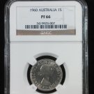 Rare 1960 Australia Proof 1 Shilling NGC PF66