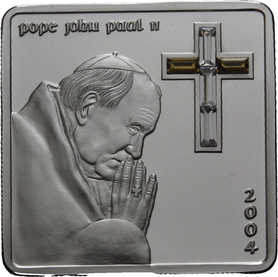 2004 NORTHERN MARIANA IS Large Proof Silver w/Crystals $5 Pope John Paul II