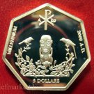 1999 Cook Is Large Silver Proof 7 sided $5 Millenium Pagan God/Birds/Christian