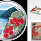 2014 Japan Large  Proof Color Silver 1000 Yen River/Cherries Yamagata Prefecture
