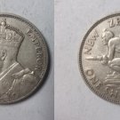 1934 New Zealand Silver 1 shilling George V/Maori Indian/Spear #2
