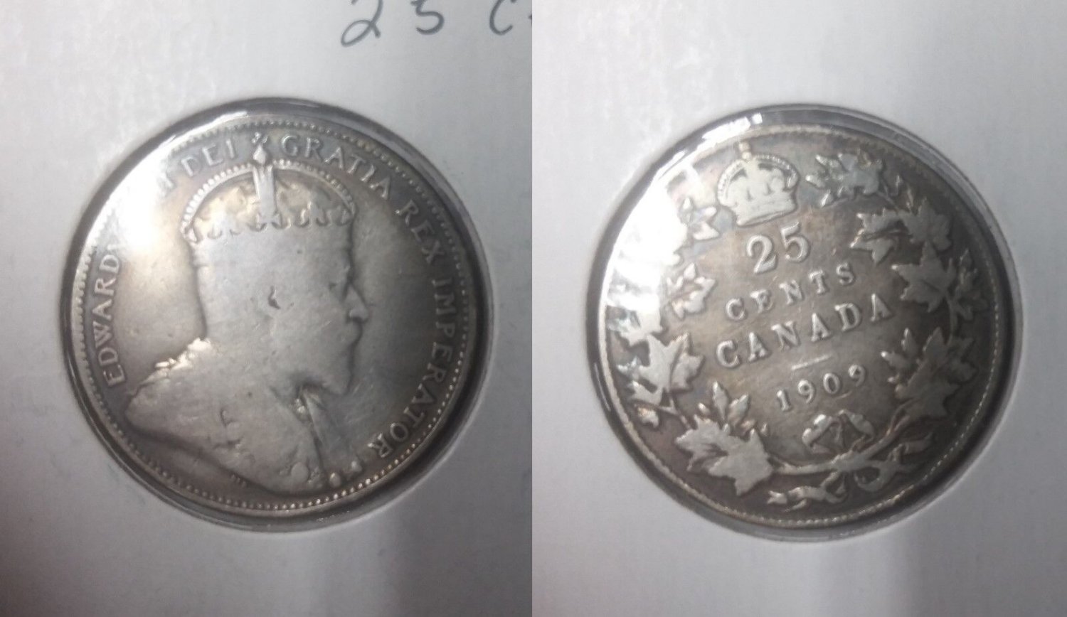Canada 1909 Silver 25 Cents