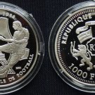 2001 Togo Large Silver Proof 1000 fr Soccer-Eiffel Tower-France-1938 World Cup