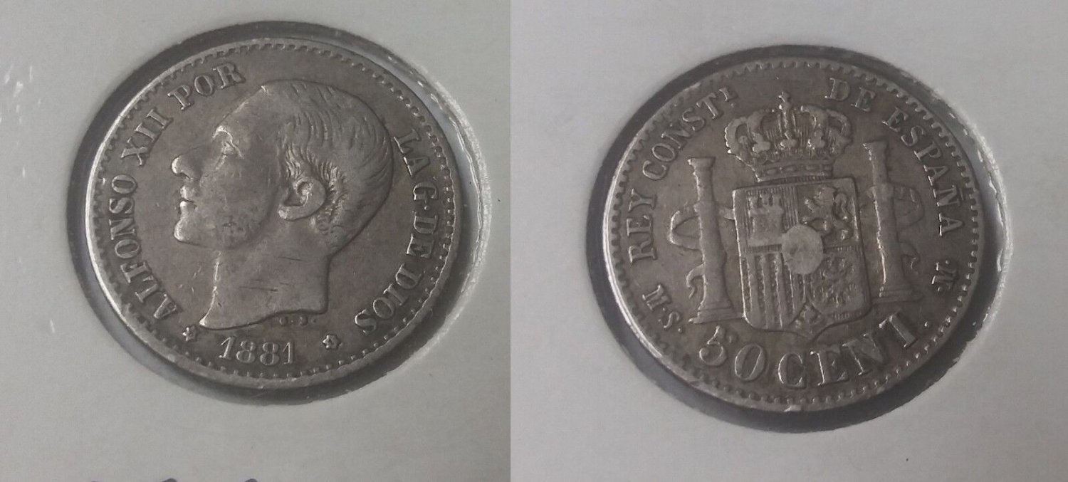 1881 Spain silver 50 Centimos