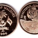 Rare 1996 Maldives Copper  Fish  Ship Pattern,mntg 100
