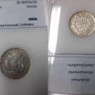 1879 Bolivia Silver 20 Centavos-Mountains/Alpaca- Nice,slabbed