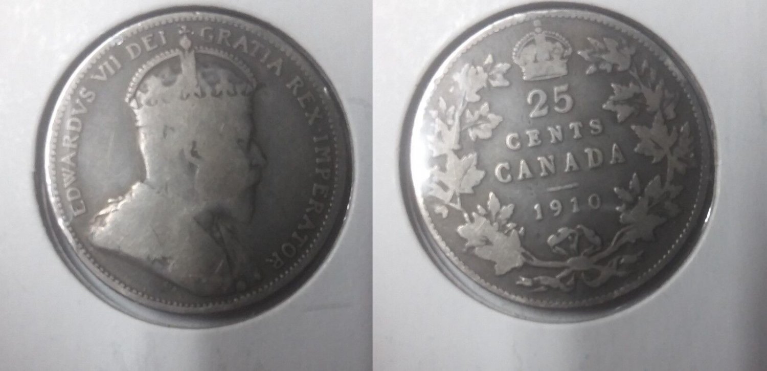 Canada 1910 Silver 25 Cents