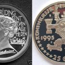 1995 Netherlands Large Proof Silver 25 Ecu Wilhelmina