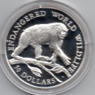 1990 Cook Is Large Silver Proof  50$ Fauna Chimpanzee
