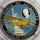 1996 Afghanistan Proof Silver Color Piedfort 500 A-Lindbergh/Airplane/St.Liberty
