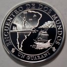 2002 Paraguay Large Proof Silver 1 Guarani Meeting of 2 worlds-Iberoamerican