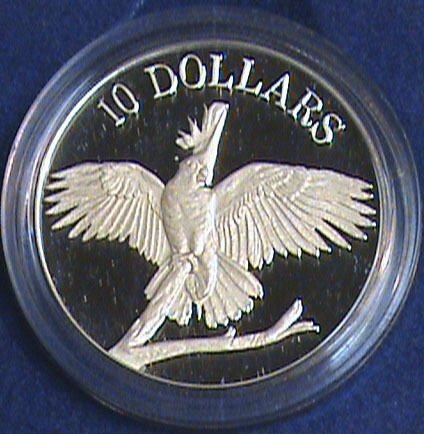 1990 Australia Large Silver Piefort(double thick)Proof  $10 Cockatoo