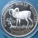 1990 Cook Is Large Silver Proof  50$ Fauna Ram
