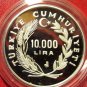 1986 Turkey Large Silver Proof 10000 lira World Cup Soccer(Football) Ball/Player