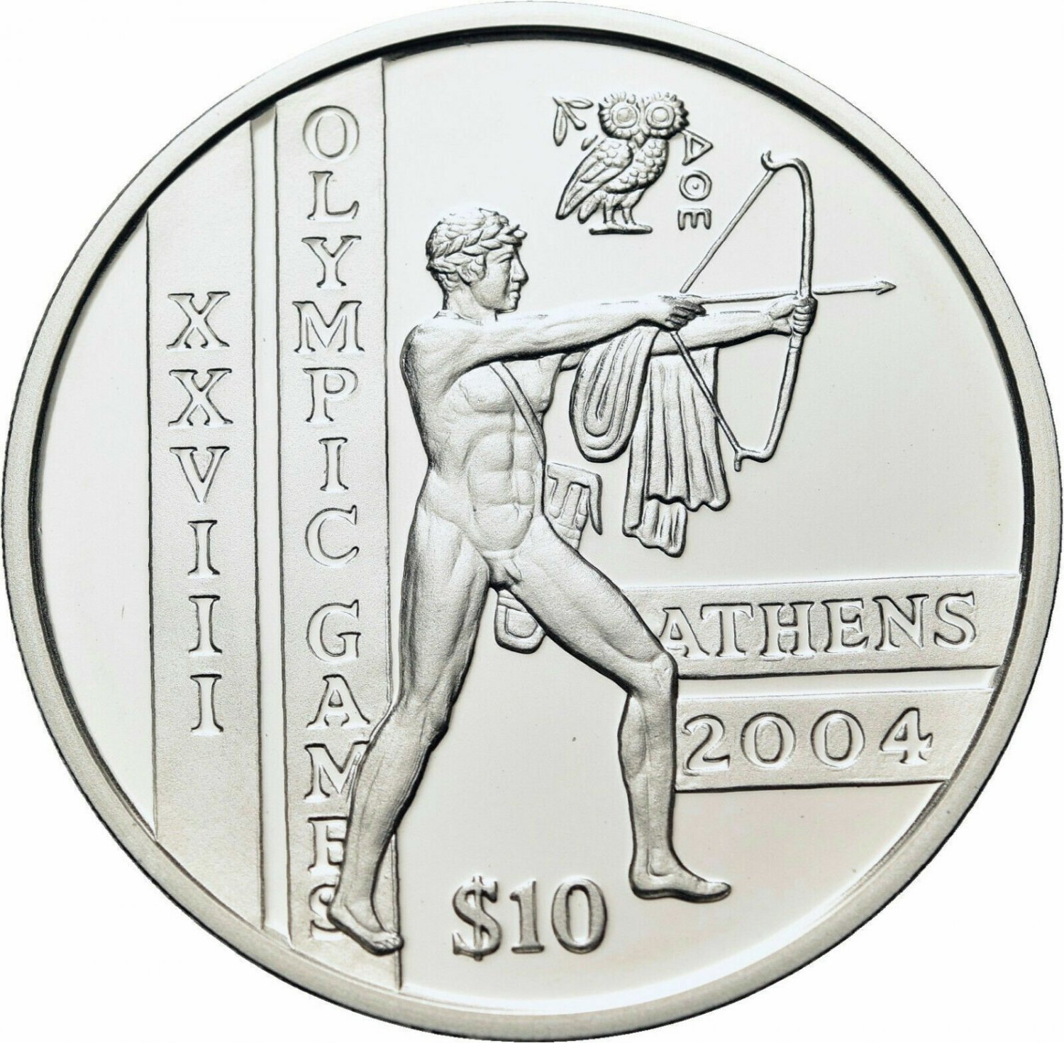 2003 Sierra Leone Large Proof Silver $10 Olympics Athens- Ancient Archer