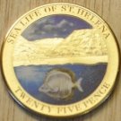 St.Helena 2013 Large Goldplated Color 25 Pence-Fish-Flounder
