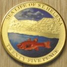 St.Helena 2013 Large Goldplated Color 25 Pence-Cod