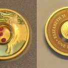 2003 Cook Is. Gold plated Silver w/Gemstones $1 Zodiac- Capricorn/Rubies