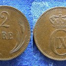 1875 Denmark 2 Ore-Dolphin/Wheat