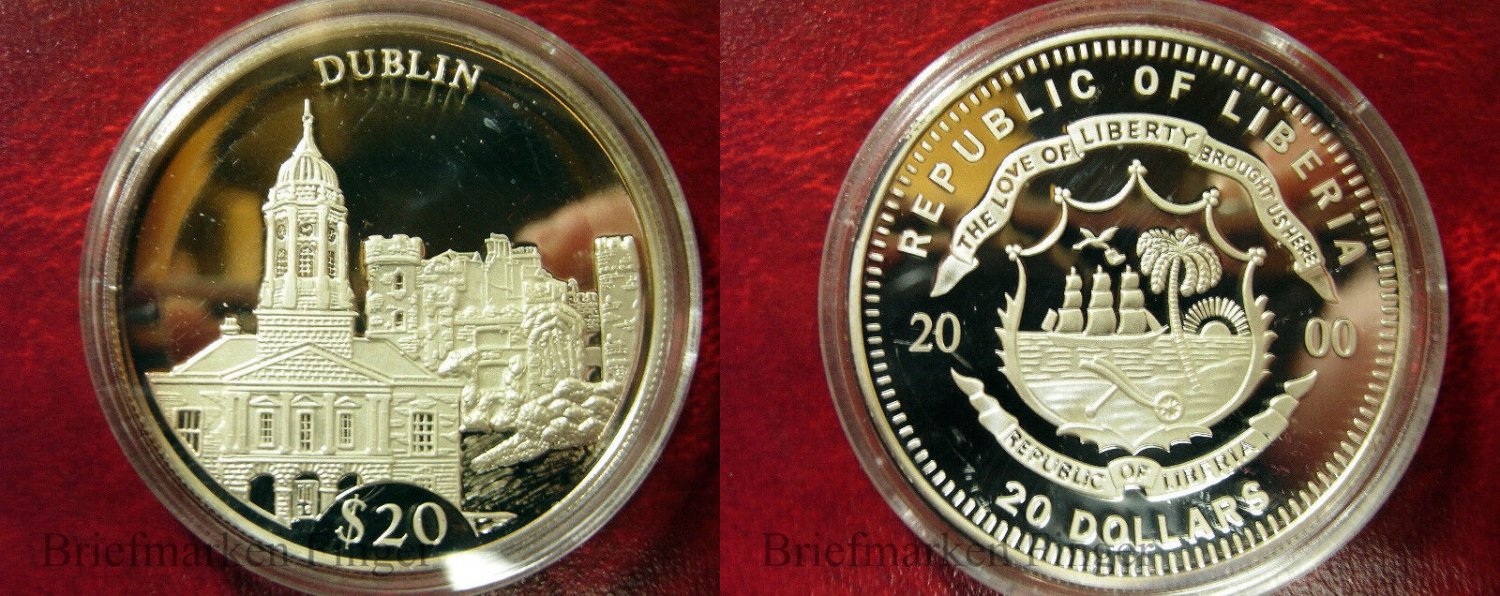 2000 Liberia Large Silver Proof $20 World Capitals- Dublin