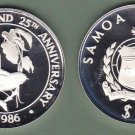 1986 West Samoa Large silver Bird 10 Tala PROOF