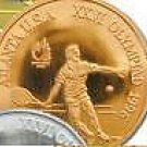 Rare 1996 Romania Copper 100L piedfort Olympic Tennis
