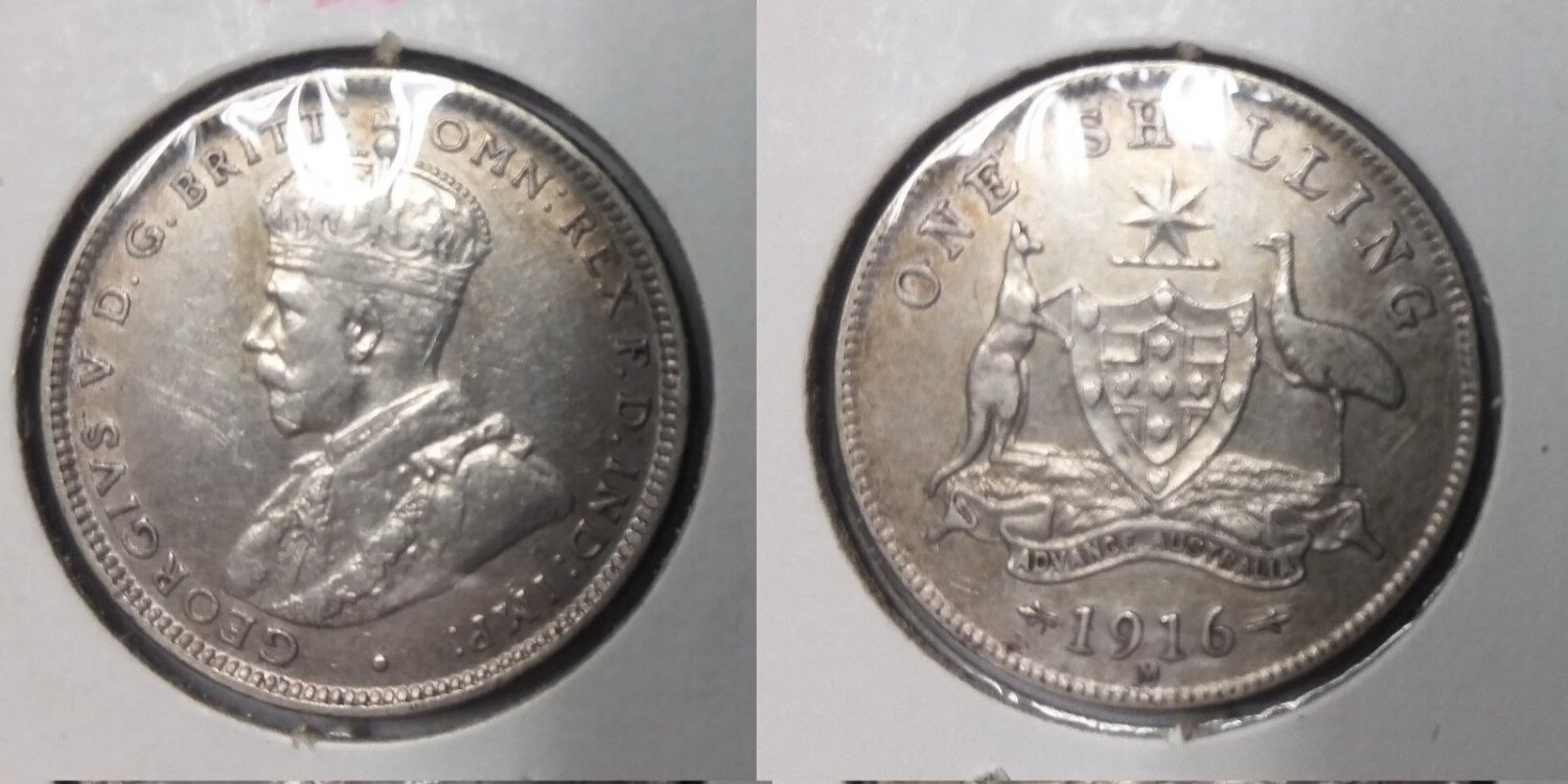 1916 Australia silver Shilling- Nice