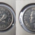 1942 New Zealand Silver 3 pence George V/Maori Indian weapon: Patu club,Nice