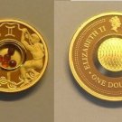 2003 Cook Is. Gold plated Silver w/Gemstones $1 Zodiac- Gemini/Agates