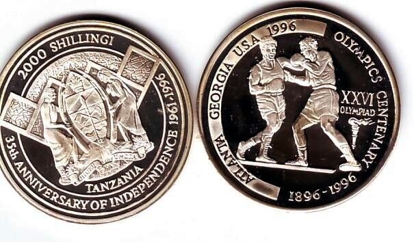 ExRare 1996 Tanzania Silver 2000 s pattern Olympic Boxers T2