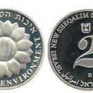 1994 Israel  Large Proof Silver 2 Sh-Environment-Flower