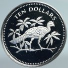 1975 Belize Large Sterling Silver Proof $10-Birds-Great Curassow