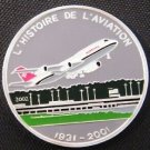 2002 Chad Large Silver Color Proof 1000 fr Airplane-Boeing-747