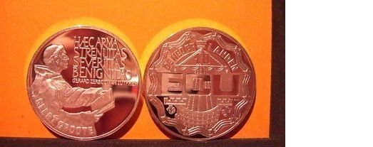 Rare 1990 Netherlands Large  Silver Proof 10 Ecu Groote