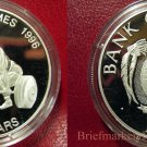 1995 Nauru Large Silver Proof $10 Olympic Weightlifter-Atlanta USA