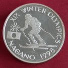Rare 1998 Romania Aluminum 100 L Piedfort(Double thick) pattern Olympic Slalom