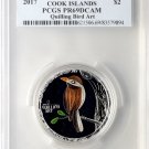 Rare 2017 Cook Is Quilling ZArt Bird 50mm .999 Silver $5-PCGS PR69-mintage 999