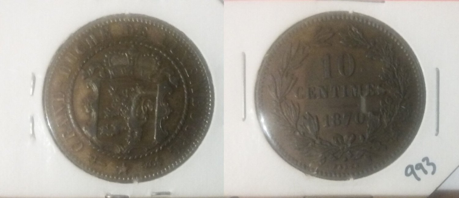 1870 (dot) Luxembourg Large 10 Cent-nice