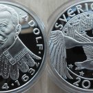 1998 Sweden Large Proof Silver 20 Ecu King Gustaf II Adolf / Geese
