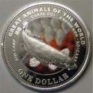 2009 Fiji Large Color AGplated $1 Carp Koi Fish