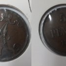 Rare 1872 Russian Finland Alexander II  5 pennia