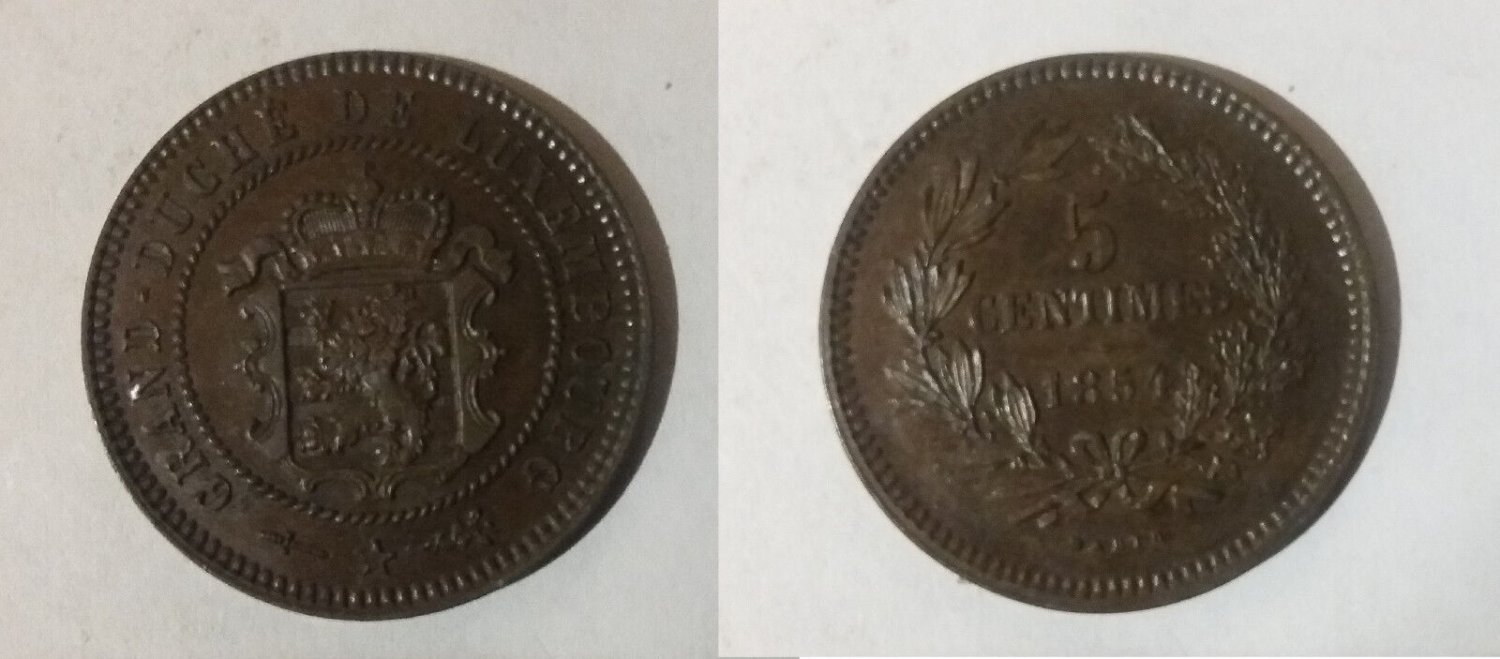 1854 Luxembourg 5c Rare UNC condition